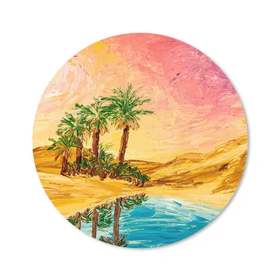 Produktbild von MuchoWow® Mauspad Mousepad Gemälde - Öl - Palme - Natur - Wasser 20x20 cm - Mousepads - Maus Mat - Pad - Mausunterlage - Schreibtischmatte