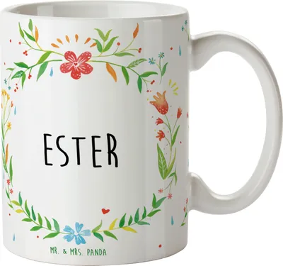 Produktbild von Mr. & Mrs. Panda Kaffeebecher Ester - Geschenk, Teetasse, keramik, Becher, Tasse, Kaffeetasse