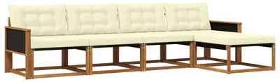 Produktbild von vidaXL Outdoor-Sofagarnitur mit Kissen 5 pcs Natur und Creme