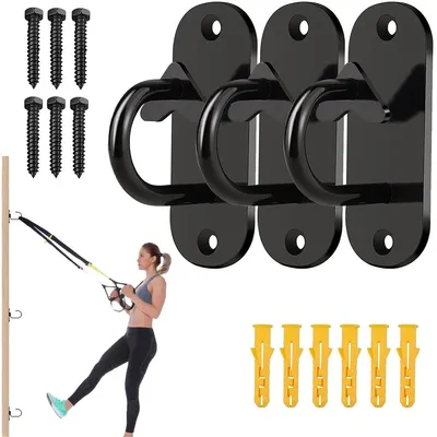Produktbild von Widerstandsbänder Trainingsbänder Fitnessbänder - Set mit 3 Wandankern - 136 kg pro Haken - Schwarz