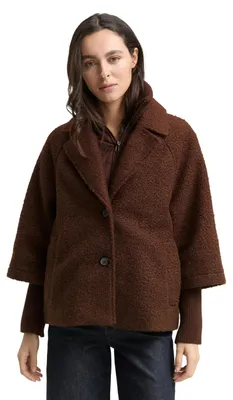Produktbild von Tom Tailor Damen Bouclé Cape Jacke im 2-in-1-Look