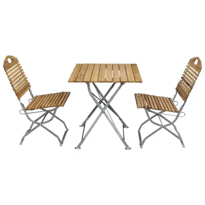 Produktbild von DEGAMO Bistroset BAD TÖLZ 3-teilig, Flachstahl verzinkt + Holz Robinie, klappbar