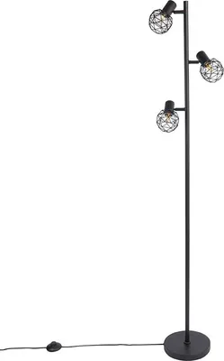 Zdjęcie produktu dla Designerska lampa podłogowa czarna 3-światłowa regulowana - Mesh