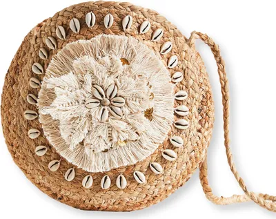 Produktbild von Desigual Tulum Damenhandtasche aus Jute, Muscheln und Quasten, Boho-Stil