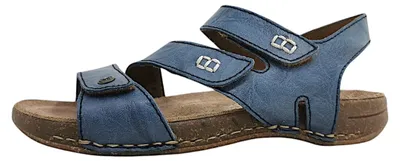 Image de Sandales plates Rieker pour femmes, couleur bleue, style décontracté