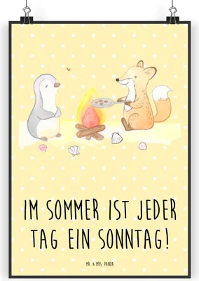 Produktbild von Mr. & Mrs. Panda Bild Sommer Sonntag DIN A4 - Gelb Pastell - Geschenk, drucke, Gemütlichkeit, Wandbild, Lebensfreude, Sommerferien, Sommergefühle, Kunstdruck, Strand