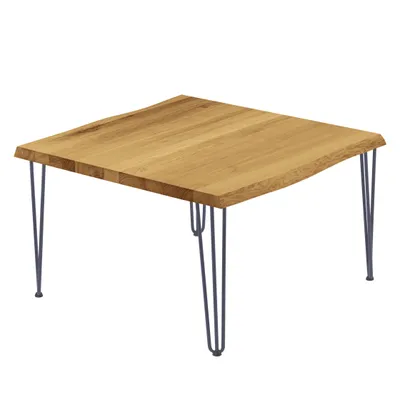 Produktbild von LAMO Manufaktur Esstisch Küchentisch Schreibtisch Couchtisch aus Massivholz, mit Baumkante 60x60x47 cm (AxBxH), Creative, Rustikal / Anthrazit, LKB-01-A-003-7016Cr