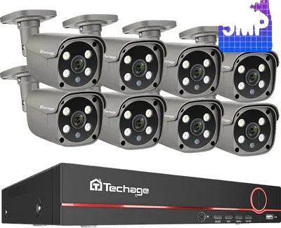 Productafbeelding van Beveiligingscamerasysteem, 8 kanalen, tweewegaudio, 8 kanalen, 8 stuks 5MP camera's, geen extra specificaties