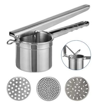 Produktbild von Edelstahl Kartoffelpresse Spätzlepresse 3 Locheinsätze