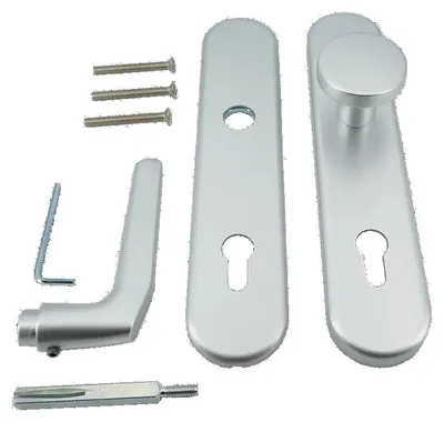 Produktbild von Schutzbeschlag für Haustür Alu 92 F1 Oval Langschildgarnitur für Profilzylinder