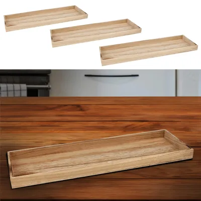 Produktbild von Holztablett 3er Set 3 Größen Holzstärke 1cm Paulowniaholz natur geflammt rechteckig Tablett Dekotablett Servierschale