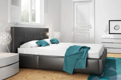 Produktbild von Polsterbett Doppelbett TIMUR Komplettset Kunstleder Schwarz 160x200cm