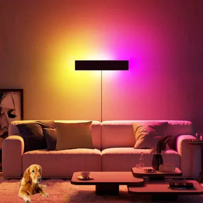 RGB Wandlampe 80 cm, dimmbar, 16 Farben, Fernbedienung, schwarz