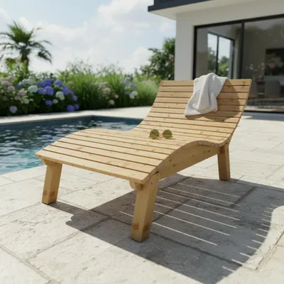 Produktbild von Gartenliege Relaxliege "Liege-Franzi" (Lärche) Breite 120cm Einstiegshöhe 50cm mit Füßen