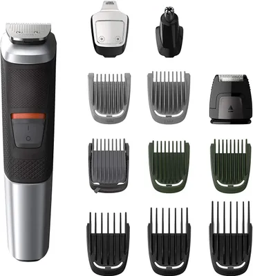 Obrázok produktu pre Philips MULTIGROOM Series 5000 MG5740/15, Čierna, Šedá, Obdĺžnik, Brada, Ucho, Obočie, Fúzy, Nos, Batérie, 80 min, Vstavaný