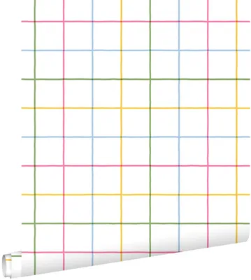 Zdjęcie produktu dla ESTAhome Tapeta motyw kratki zielonym,żółtym,różowymIniebieskim 50 x 900 cm