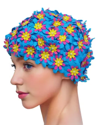 Imagen del producto de Solidchoice - Gorro de baño retro con estampado floral para mujer. Transpirable y cómodo