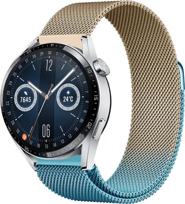 Produktbild von Strap-it Milanese - Kompatibel mit Huawei Watch GT 3Armband 46mmHochwertiger EdelstahlHuawei watch strap Armband mit Magnetverschluss für 22mmArmband Blau