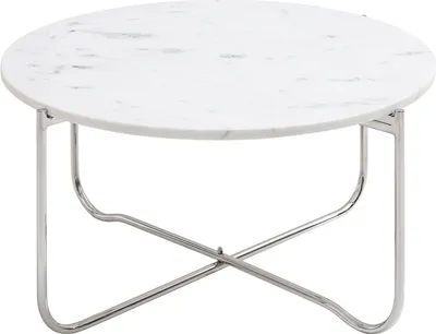 Produktbild von riess-ambiente Runder Couchtisch NOBLE 65cm weiß Marmor abnehmbare Tischplatte klappbar silber Metall Beistelltisch Tisch