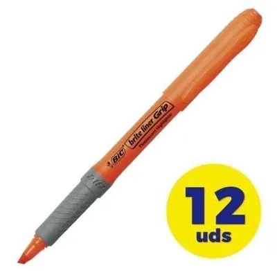 Image de Bic Brite Liner Grip Marqueurs fluorescents Boîte de 12 pièces/Oranges