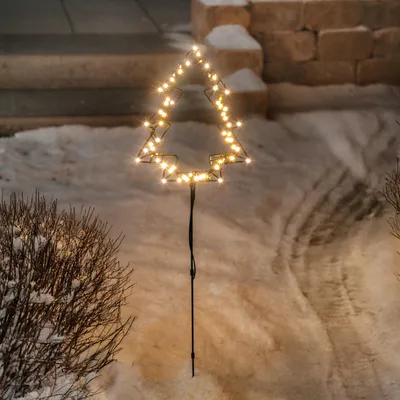 Produktbild von esotec Solar Gartenstecker Weihnachtsbaum, 3 Höhen, 60 LEDs warmweiß 103404
