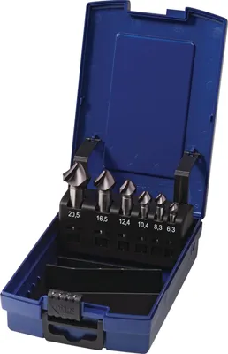 Produktbild von Kegelsenkersatz DIN 335C 90Grad 6,3-20,5mm HSS-Co TiAlN 6-tlg.Ku.-Kass.TECWERK