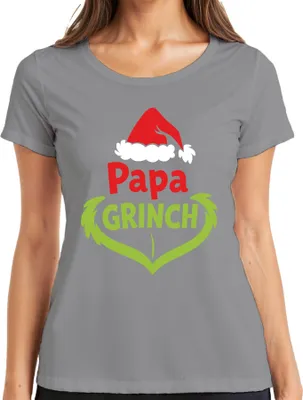 Produktbild von Papa Grinch Weihnachten Lustig Weihnachtsgeschenk Vater Geschenk Damen T-Shirt, Grau, XXL