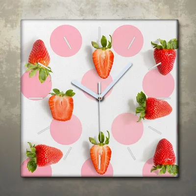 Produktbild von Wohnzimmer Leinwand Uhr Geräuschlos Küche 30x30 Weiße, Früchte, Motive, weiße Zeiger