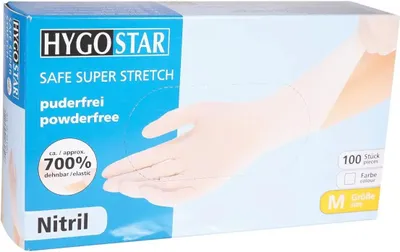 Produktbild von Hygostar "Safe Super Stretch" Nitril-Handschuhe Weiß | 100 Stück : XS Größe: XS