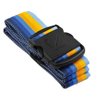 Produktbild von Travel Blue Gepäckgurt 80” x 2” - Bunte Kofferband Gurt für Reiseutensilien - Koffergurt auffällig - Gepäckband Robuster Nylonverschluss mit Adresslabel - Ideal für einfache Erkennung (Blue Yellow)