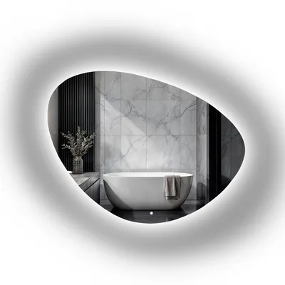 Image de Alfaram Miroir mural organique Obsydian LED 184 x 140 , de forme irrégulière, pour la salle de bains ou le salon