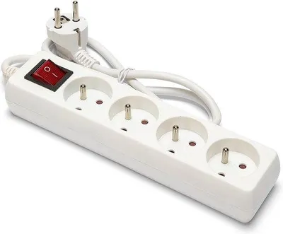 Zdjęcie produktu dla Gniazdko elektryczne z 4 gniazdami 10/16 A z wyłącznikiem, 3G1 mm² – gniazdko wielogniazdowe