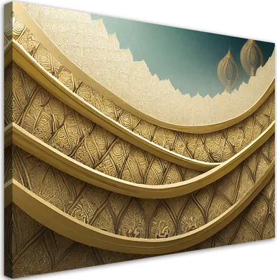Produktbild von Leinwandbild Goldene orientalische Symbole 90x60 Feeby Beige bild für die wand bereit zum aufhängen