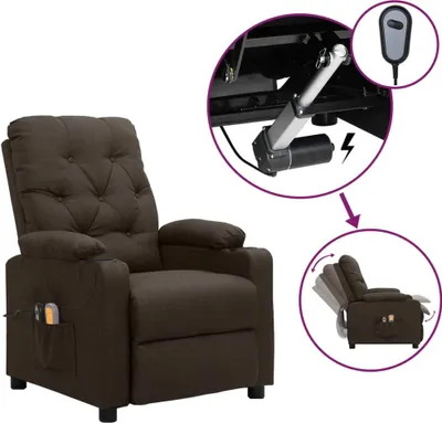 Image de Fauteuil électrique de massage Marron foncé Tissu