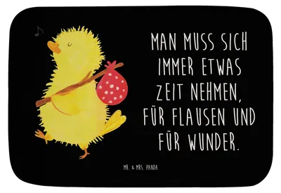 Produktbild von Mr. & Mrs. Panda Badvorleger Küken Wander - Schwarz - Geschenk, Zeit, Frohe Ostern, Badezimmerteppich, Grüße, Reisen, badezimmermatte, Wunder, Badematte, duschmatte