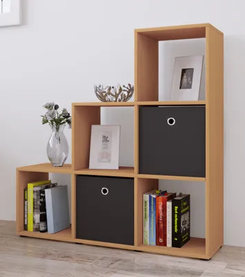 Produktbild von VCM Holzregal stehend | platzsparendes Regal | Maße: H. 105 x B. 108 x T. 29 cm | Elegantes Regal stehend | Aufbewahrungsregal | Bücherregal  | Raumteiler- Nitas