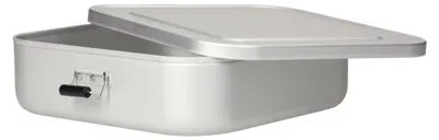 Immagine prodotto di Scatola grande Quadrado - Robusta scatola per il pranzo in alluminio con morsetti, ideale come scatola per il pranzo o la merenda per il lavoro e la scuola - argento