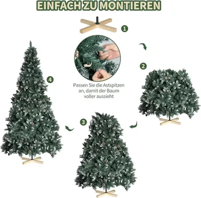 Immagine prodotto di Albero di Natale - Abete artificiale - 180 cm - Con pigne ed effetto neve - Denso e pieno - PVC/PE - Verde