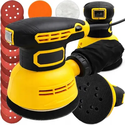 Produktbild von Exzenterschleifer 120mm 320W – Elektrische Schleifmaschine – 6 Geschwindigkeitsstufen – Inkl. 16x Schleifpapier & Polierset
