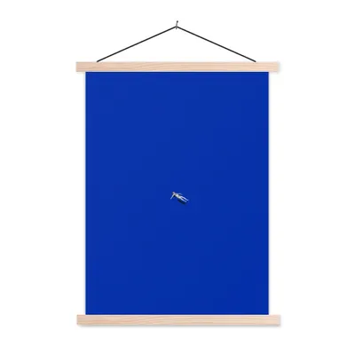 Produktbild von MuchoWow® Textilposter Vintage - Blau - Frau 60x80 cm mit holzfarbenen Rahmen - Wandbild