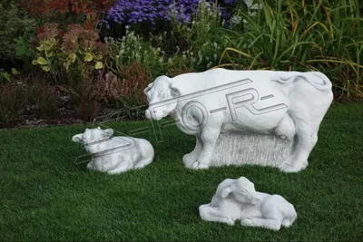Zdjęcie produktu dla Garten Kuh Dekoration Stein Figur Terrasse Deko Statue Skulptur Figuren