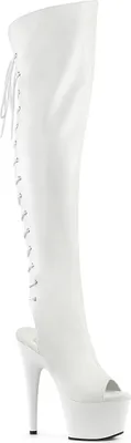 Produktbild von ADORE-3019 Pleaser High-Heels Plateau Overkneestiefel weiß Matt Fersen- Zehenfrei
