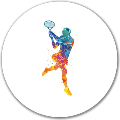 Produktbild von Huuraa Aufkleber Tennis Spielerin bunte Silhouette 10cm rund Sticker Geschenkidee