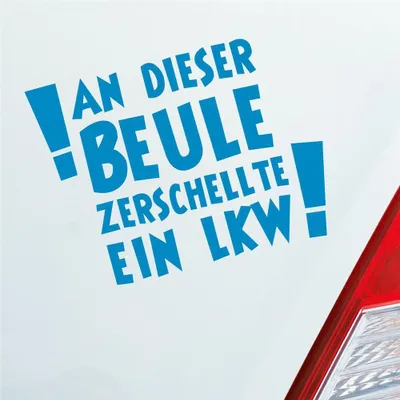 Produktbild von Auto Aufkleber An dieser Beule zerschellte ein LKW! LKW 12x9 cm Hellblau Sticker Heckscheibenaufkleber