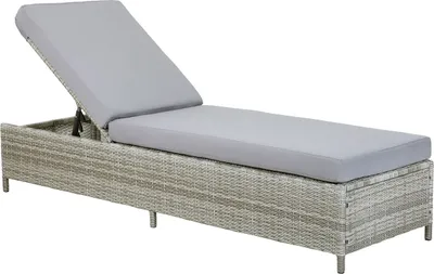 Zdjęcie produktu dla BELIANI Leżak ogrodowy szary technorattan 200 x 65 cm z poduszką regulowane oparcie