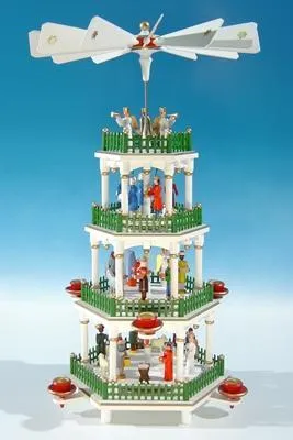 Produktbild von Tischpyramide Christi Geburt 4 Etagen weiß BxHxT 27x45x27cm NEU