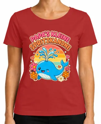 Imagen del producto de Camiseta para mujer con estampado "Papa's kleine Spritzkanone Wal Baby Vater Statement", color rojo, talla XXL
