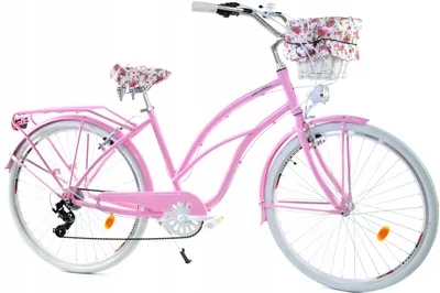 Zdjęcie produktu dla Rower Dallas Cruiser 28" 7spd Lady Alu - różowy z białym, koszem i wyściółką