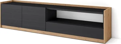 Immagine prodotto di Mobile TV Soggiorno, Ampio spazio a disposizione, 207x37x50cm, Per TV fino a 80", Mobile Soggiorno, Nero e rovere