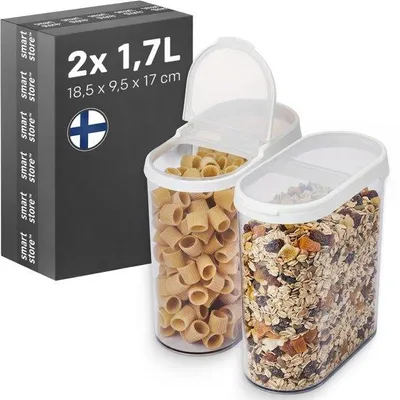 Produktbild von Famanu Vorratsdosen Set von 2 – 1,7L, mit Klappdeckel, stapelbar, transparent
